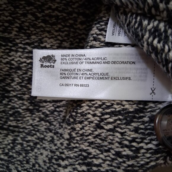 Roots Cabin Sweater Men's Small Gray Shawl Collar Cotton Grandpacore Preppy Dad - Picture 5 of 6